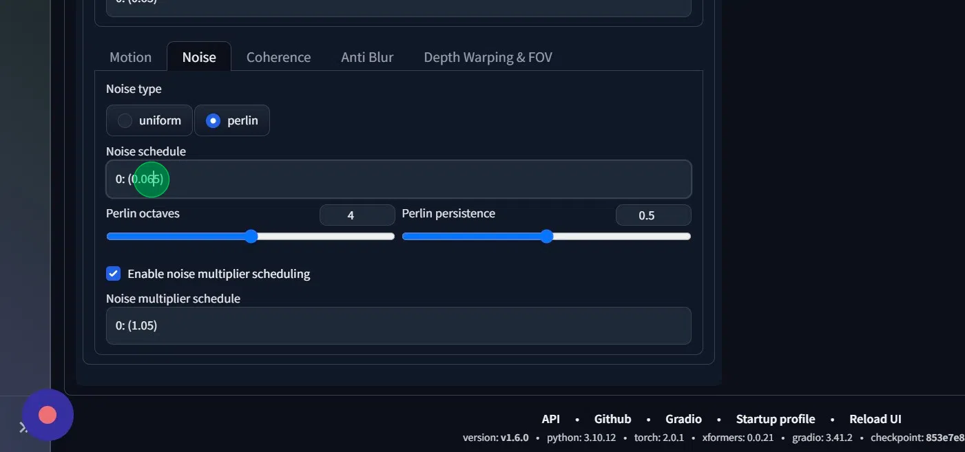 - Set **"Noise schedule"** to **"0"**
- Untick **"Enable noise multiplier scheduling"**

we dont want noise in our animation.