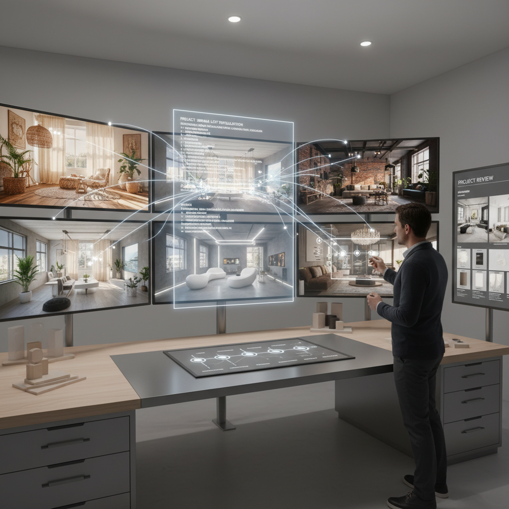 AI interior design concept variations for professional studios