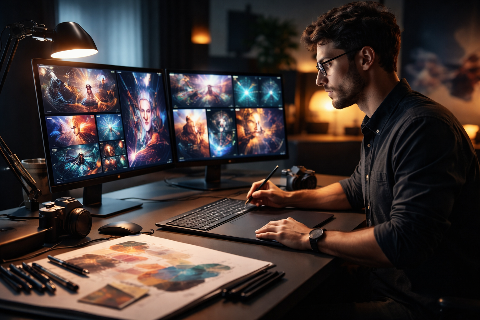 Creative professional exploring AI-generated visuals with ChatGPT 1.5 Image