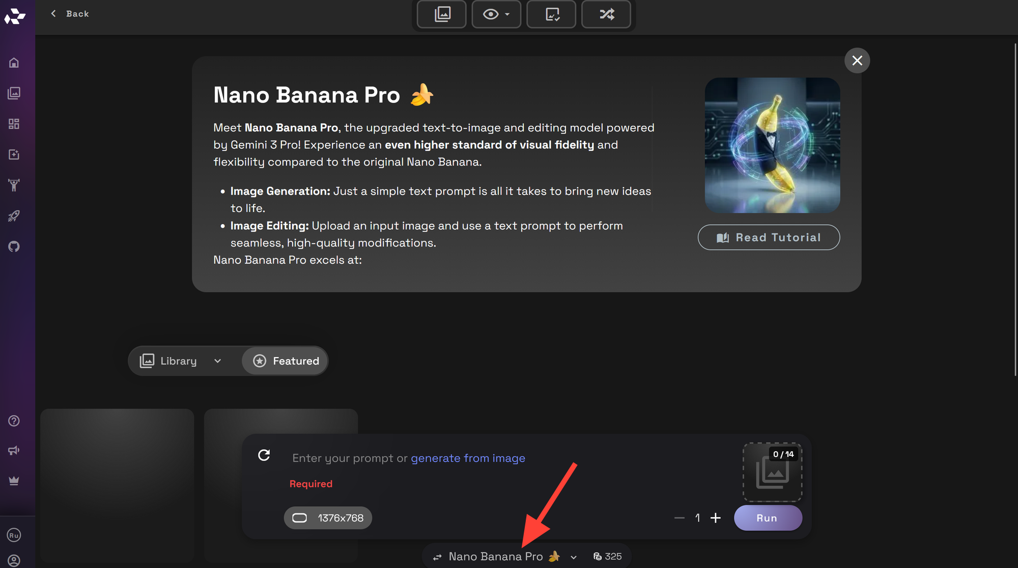 RunDiffusion select model step 4