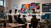 Editorial-style hero image of a creative studio where a small team reviews AI-generated visuals on a wall, with the title “ChatGPT Image Generator” glowing at the center.