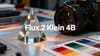 Cinematic studio still-life of a glass prism and camera lens with color swatches and prompt cards, with bold centered title text “Flux.2 Klein 4B”.